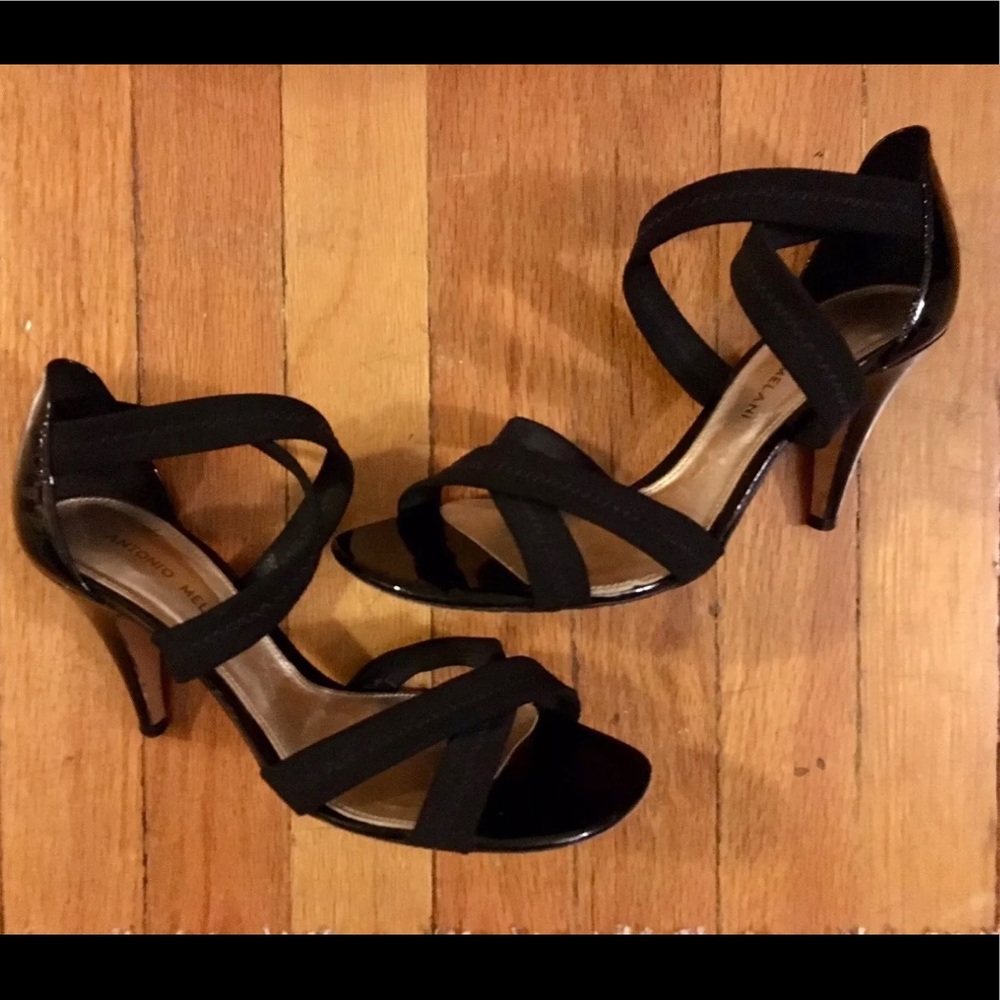 EUC Antonio Melani Black Strappy High Heels Size 8